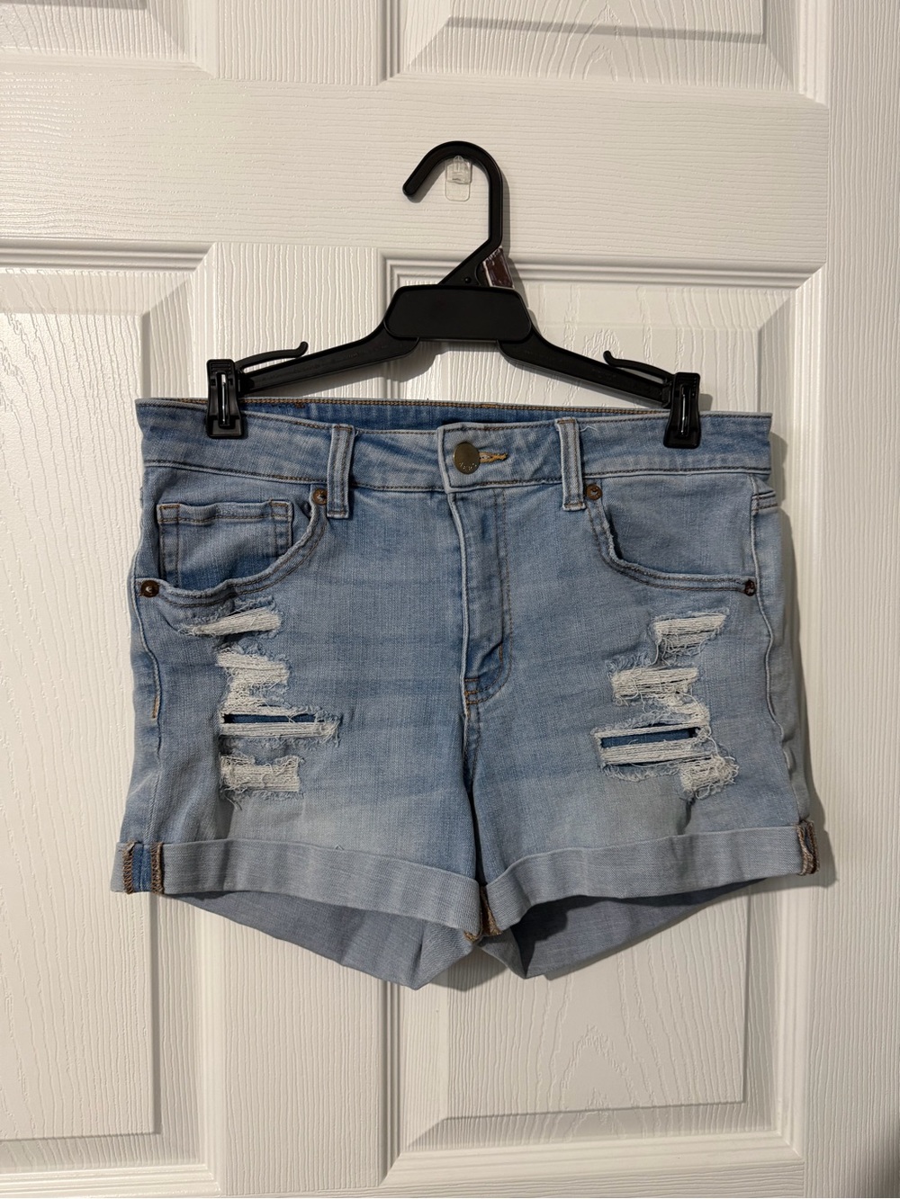 Women’s Light Blue Distressed Denim Jean Shorts